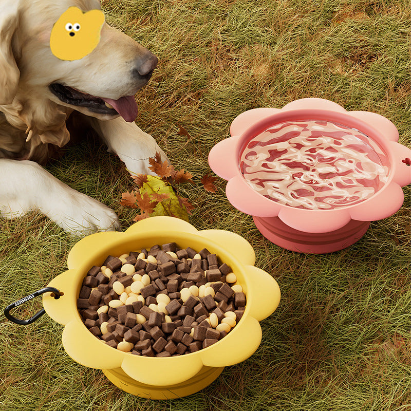 Dog Collapsible Bowl Folding Silicone Pet Travel Bowls Food Water Feeding BPA Free Foldable Cup Dish with Carabiner