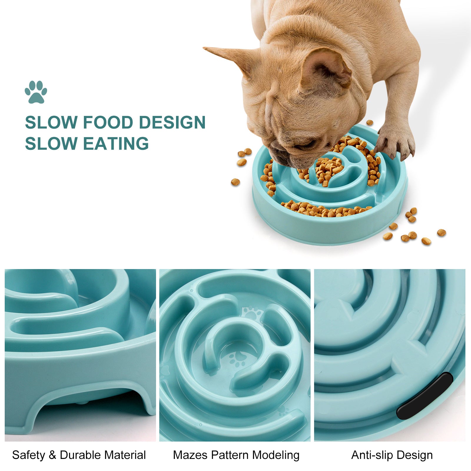 Slow Feeder Dog Bowls Silicone Dog Puzzle Feeder Bowl for Healthy Eating Puppy Slow Feeder Bowl Anti-Choking Dog Slow Feeder Bowls