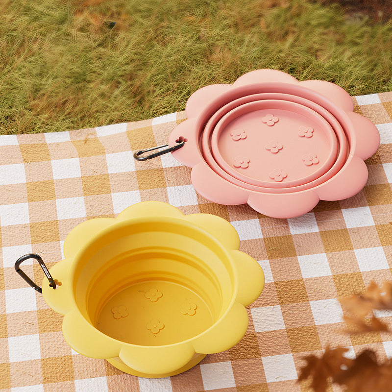 Dog Collapsible Bowl Folding Silicone Pet Travel Bowls Food Water Feeding BPA Free Foldable Cup Dish with Carabiner