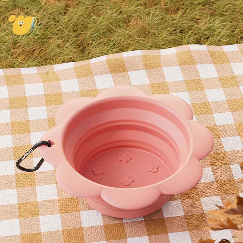 Dog Collapsible Bowl Folding Silicone Pet Travel Bowls Food Water Feeding BPA Free Foldable Cup Dish with Carabiner